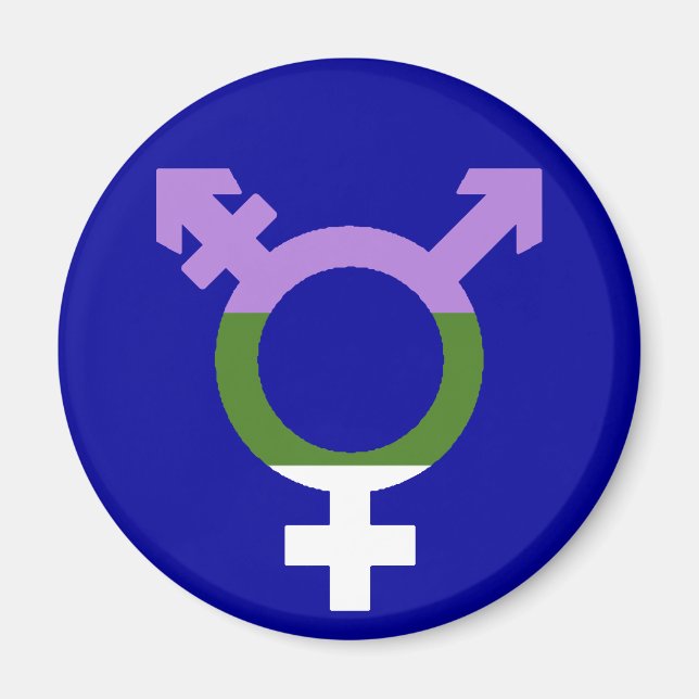 Aimant Drapeau Genderqueer Symbole Trans (Devant)