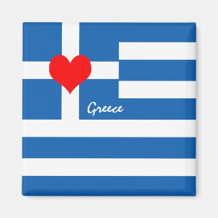 Aimant Drapeau grec & Coeur - Grèce fans de voyage/sports