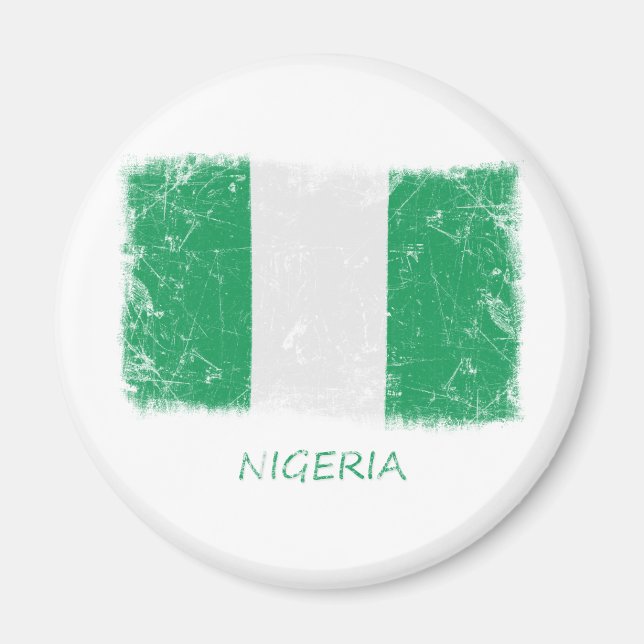 Aimant Drapeau Grunge Nigeria (Devant)