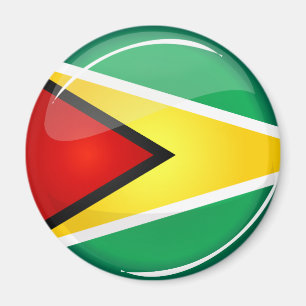 Aimant Drapeau guyanais rond brillant