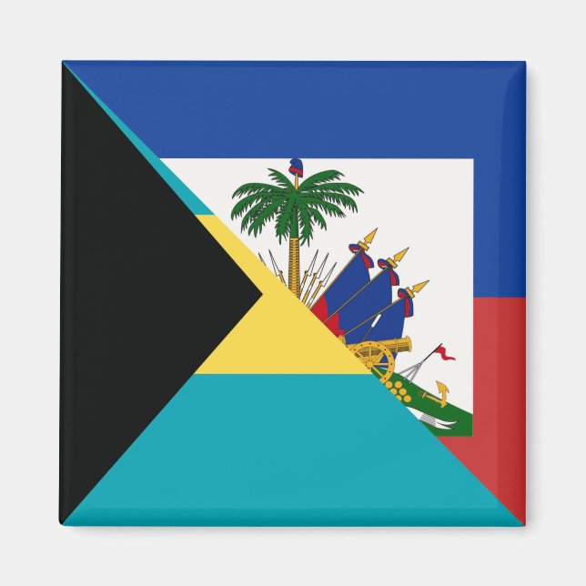 Aimant Drapeau Haïti Bahamas | Drapeau bahaméen à moitié  (Devant)