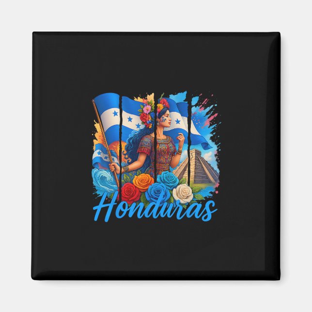 Aimant Drapeau hondurien Copan Honduras Voyage Vacances e (Devant)