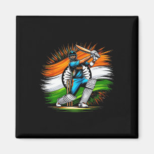 Aimant Drapeau Indien Fan de Cricket Fierté de l'Inde Hom