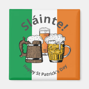 Aimant Drapeau irlandais Jour de la Saint Patrick Beer Sl
