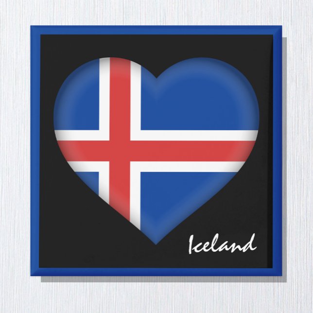 Aimant Drapeau islandais & Coeur, vacances islandaises /s (Créateur téléchargé)