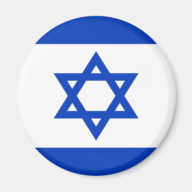 Aimant Drapeau Israélien Étoile Juive Bleu et Blanc (Devant)