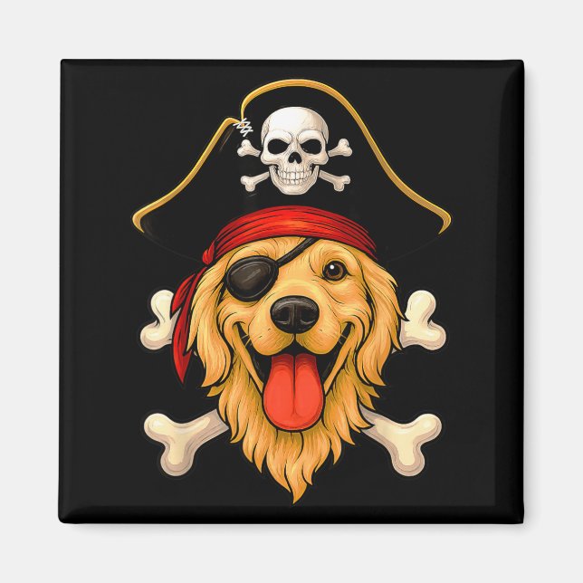 Aimant Drapeau Jolly Roger de pirate de chien Retriever d (Devant)