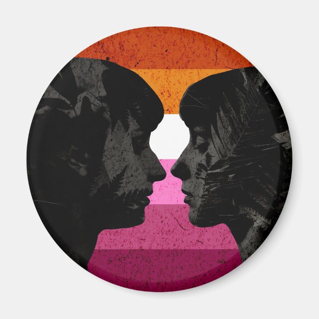 Aimant Drapeau lesbien avec deux silhouettes de femmes  (Devant)