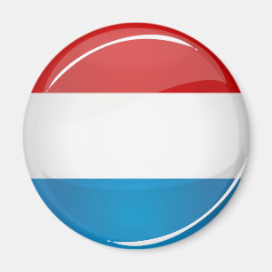 Aimant Drapeau luxembourgeois rond brillant