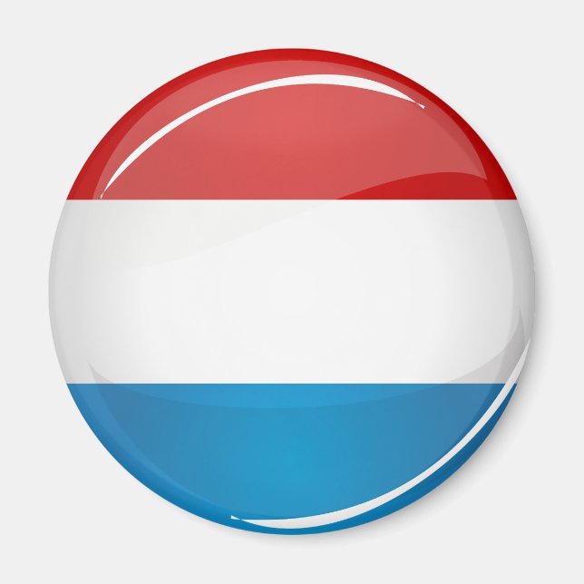 Aimant Drapeau luxembourgeois rond brillant (Devant)