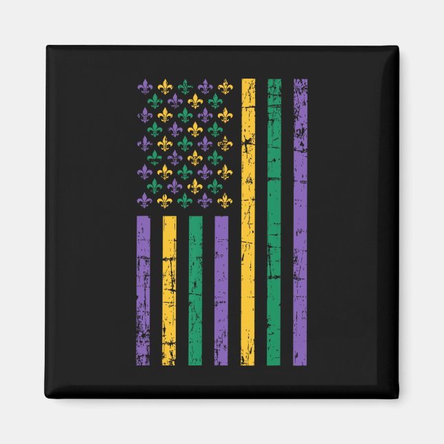 Aimant Drapeau Mardi Gras Us (Devant)
