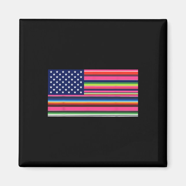 Aimant Drapeau Mexicain Américain Usa Serape Cinco De May (Devant)