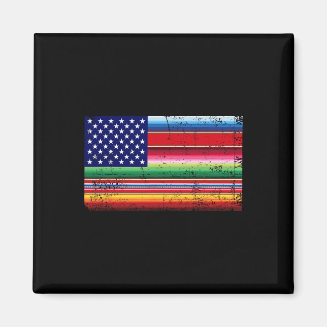 Aimant Drapeau Mexicain Américain Usa Serape Cinco De May (Devant)