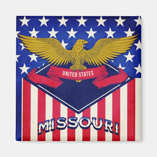 Aimant Drapeau Missouri USA (Devant)