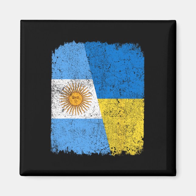 Aimant Drapeau moitié argentin moitié ukrainien Fierté du (Devant)