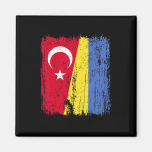 Aimant Drapeau moitié Turquie Ukraine Patrimoine turc ukr