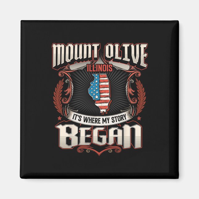 Aimant Drapeau Mount Olive Illinois États-Unis 4 juillet  (Devant)