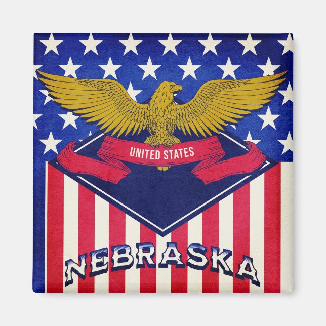 Aimant Drapeau Nebraska USA (Devant)