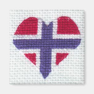 Aimant Drapeau norvégien Croix du Coeur Stitch Norvège no