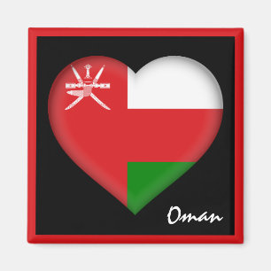 Aimant Drapeau Oman & Omani Voyage Coeur, vacances / spor