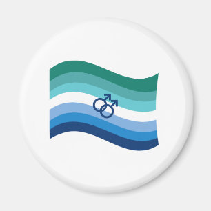 Aimant Drapeau ondoyant azur de fierté de l'amour gay mas