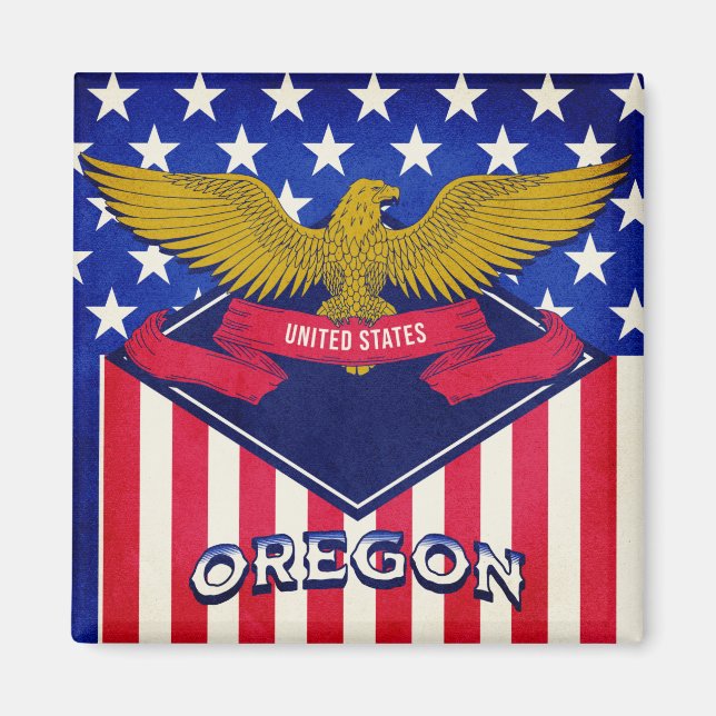 Aimant Drapeau Oregon USA (Devant)