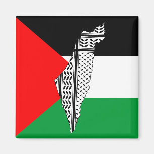 Aimant Drapeau palestinien et carte avec Motif Keffiyeg
