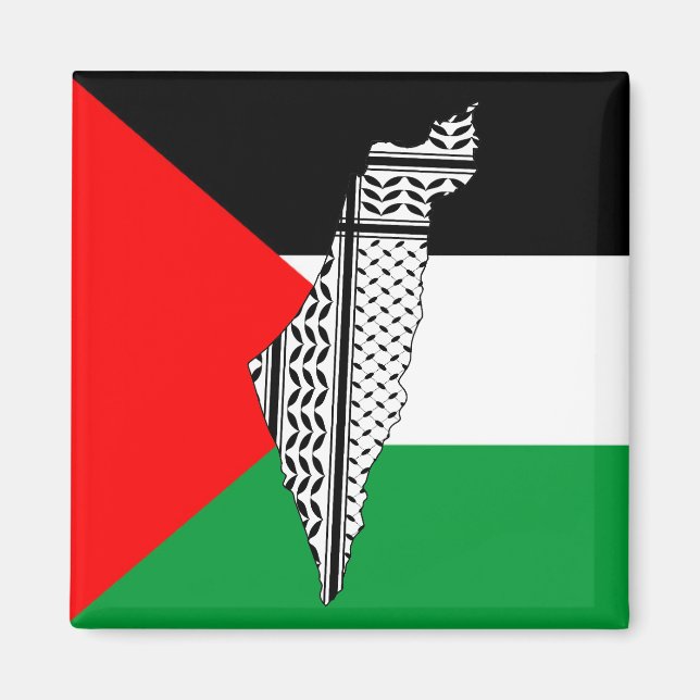 Aimant Drapeau palestinien et carte avec Motif Keffiyeg (Devant)