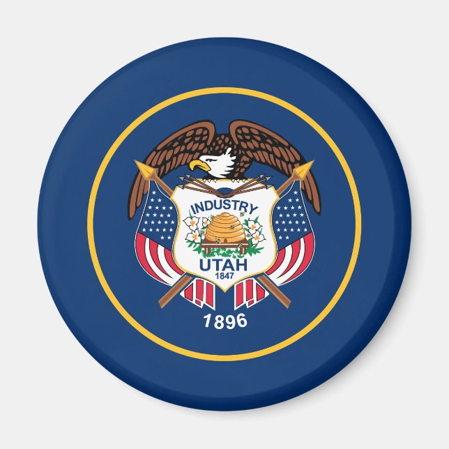 Aimant Drapeau patriotique de l'État de l'Utah (Devant)