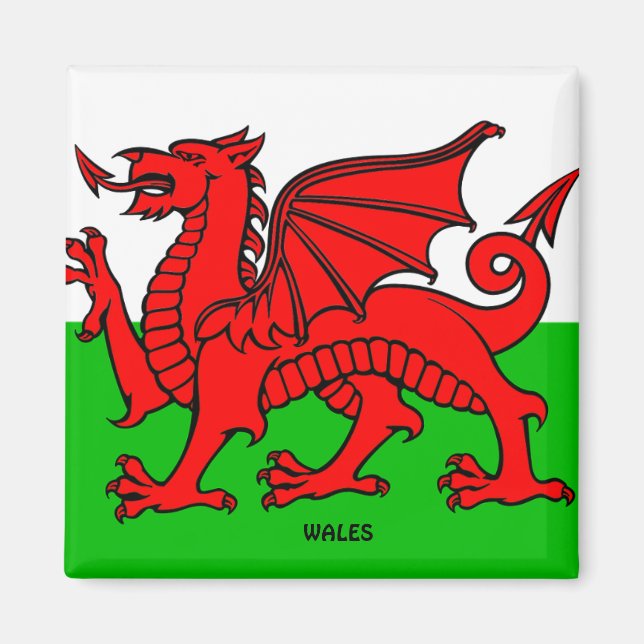 AIMANT DRAPEAU PAYS DE GALLES / DRAGON (Devant)