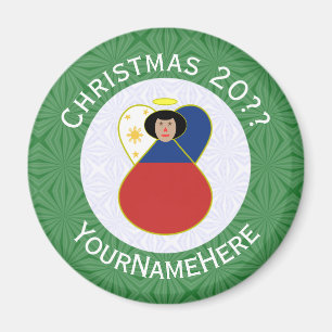 Aimant Drapeau philippin Ange de Noël Personnalisé