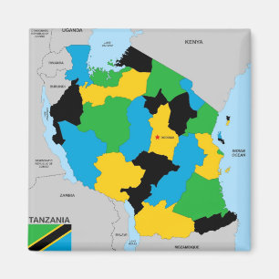 Aimant Drapeau politique de carte de pays de la Tanzanie