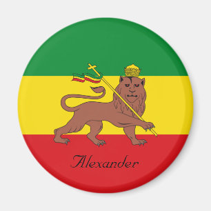 Aimant Drapeau rastafarien personnalisé d'Ethiopie Lion d