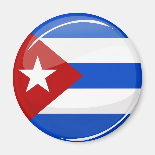 Aimant Drapeau rond brillant de Cuba (Devant)
