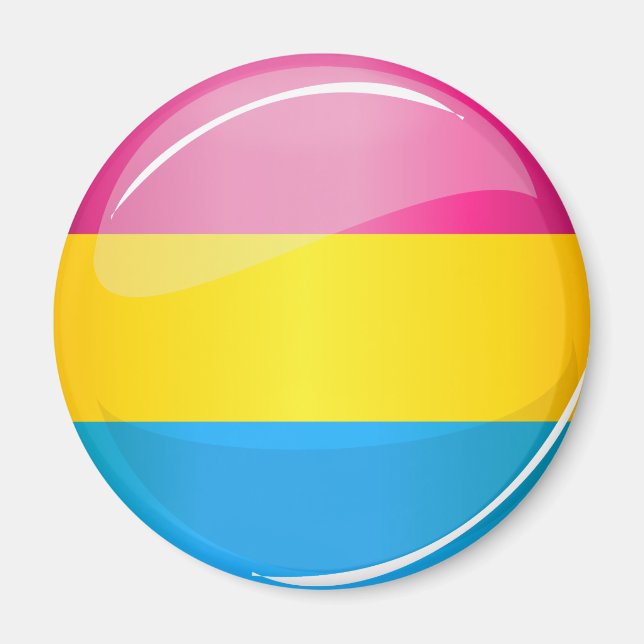 Aimant Drapeau rond brillant de la fierté Pansexual (Devant)