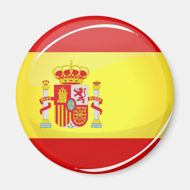 Aimant Drapeau rond brillant d'Espagne (Devant)