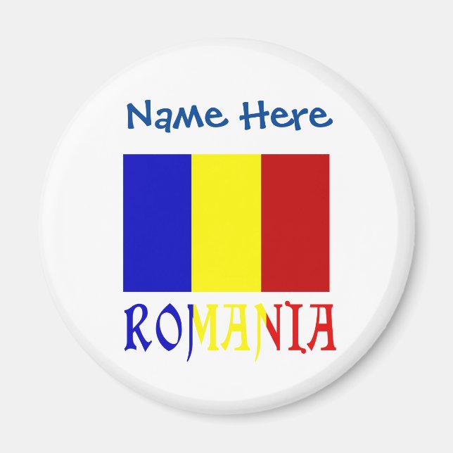 Aimant Drapeau roumain de Roumanie bleu personnalisé  (Devant)