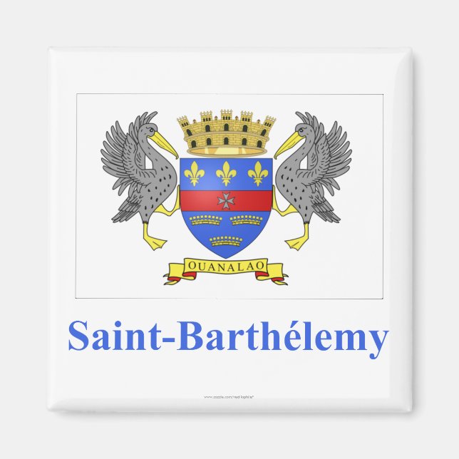 Aimant Drapeau Saint Barthélemy avec nom en français (Devant)