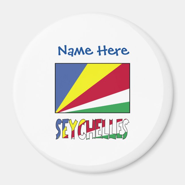 Aimant Drapeau Seychellois Seychelles Personnalisation Bl (Devant)