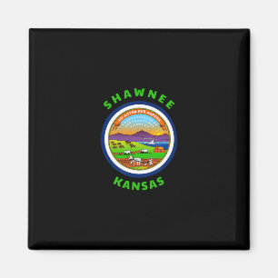 Aimant Drapeau Shawnee Kansas Ks Dge Roundlet Souvenir