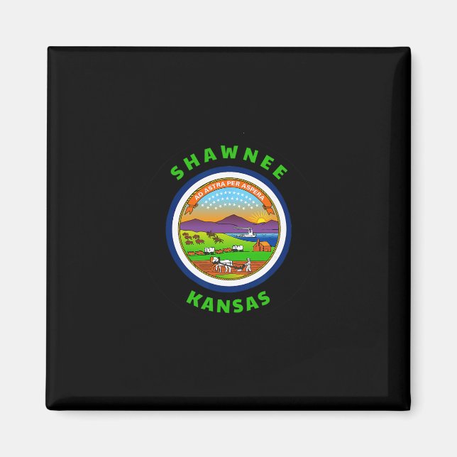 Aimant Drapeau Shawnee Kansas Ks Dge Roundlet Souvenir  (Devant)