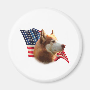 Aimant Drapeau sibérien Husky (rouge)