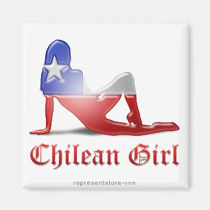 Aimant Drapeau Silhouette de fille chilienne