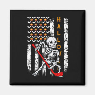 Aimant Drapeau Skeleton Hockey Us