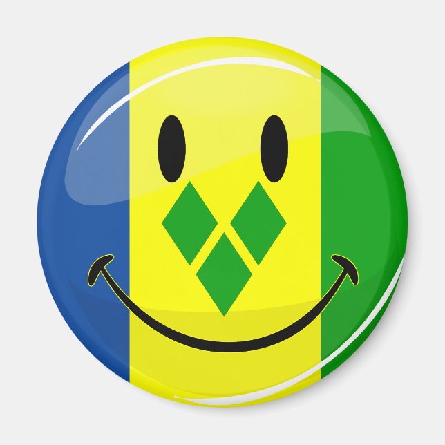 Aimant Drapeau souriant Saint-Vincent-et-les Grenadines (Devant)
