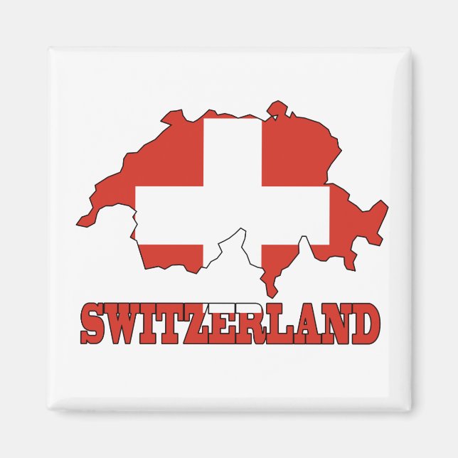 Aimant Drapeau sur la carte de la Suisse (Devant)