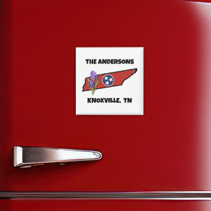 Aimant Drapeau Tennessee et fleur d'état Iris texte perso
