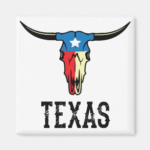 Aimant Drapeau texan Texas Bull Longhorn crâne