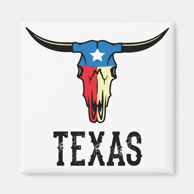 Aimant Drapeau texan Texas Bull Longhorn crâne (Devant)
