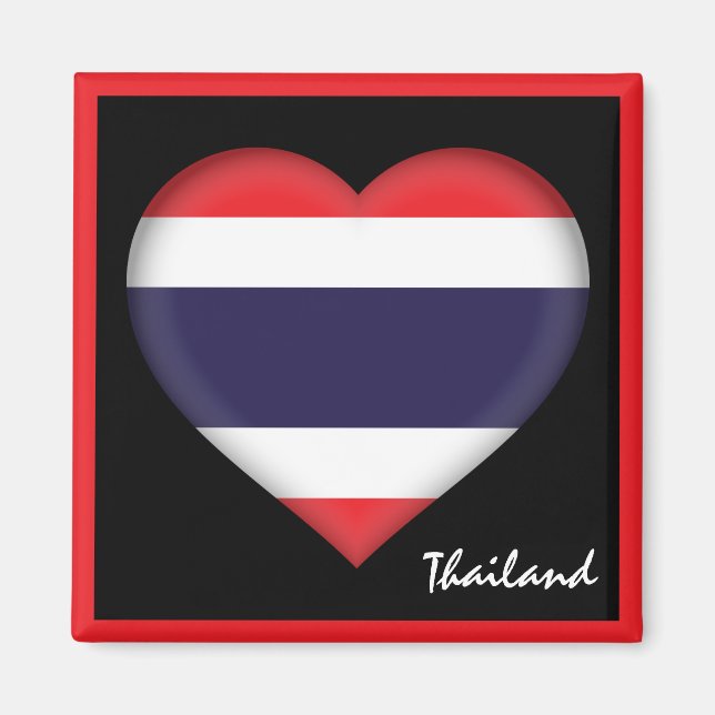 Aimant Drapeau thaïlandais & Coeur thaïlandais, vacances  (Devant)